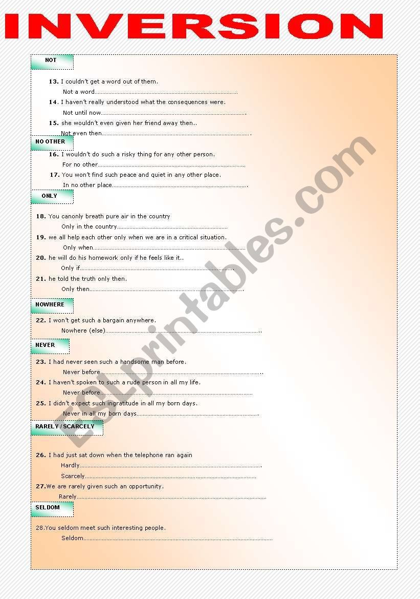 INVERSIONS worksheet