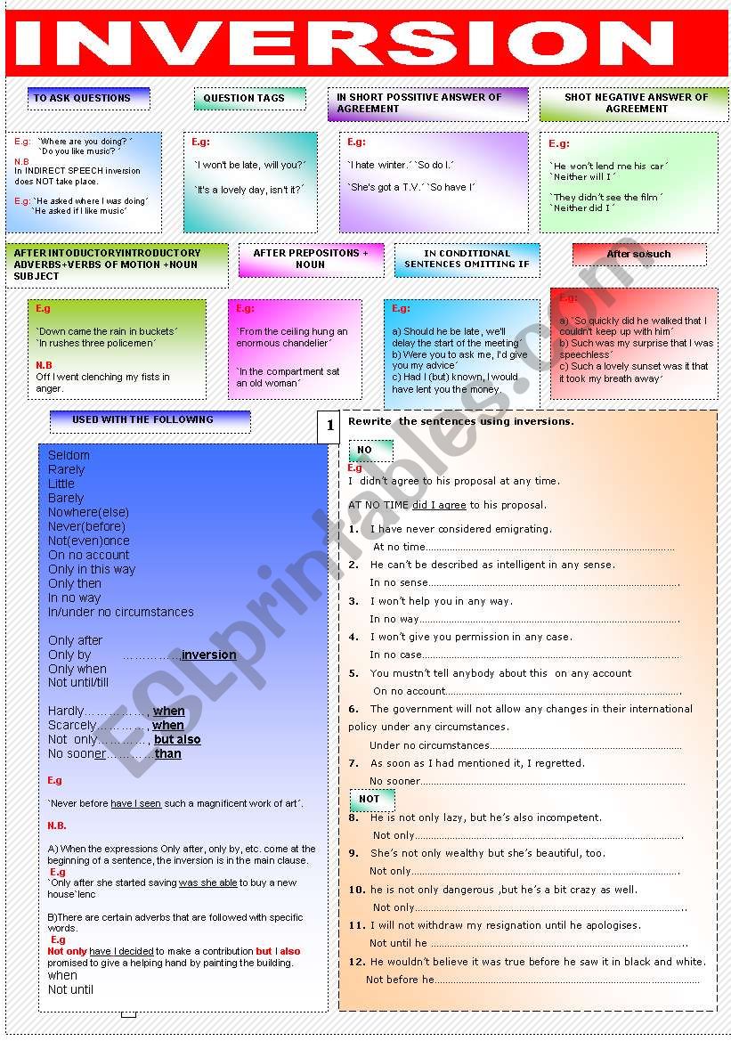 INVERSIONS worksheet