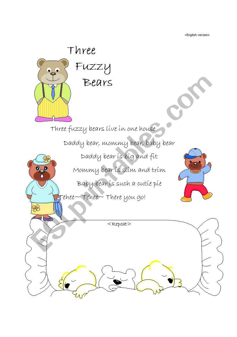 Three Fuzzy Bears worksheet