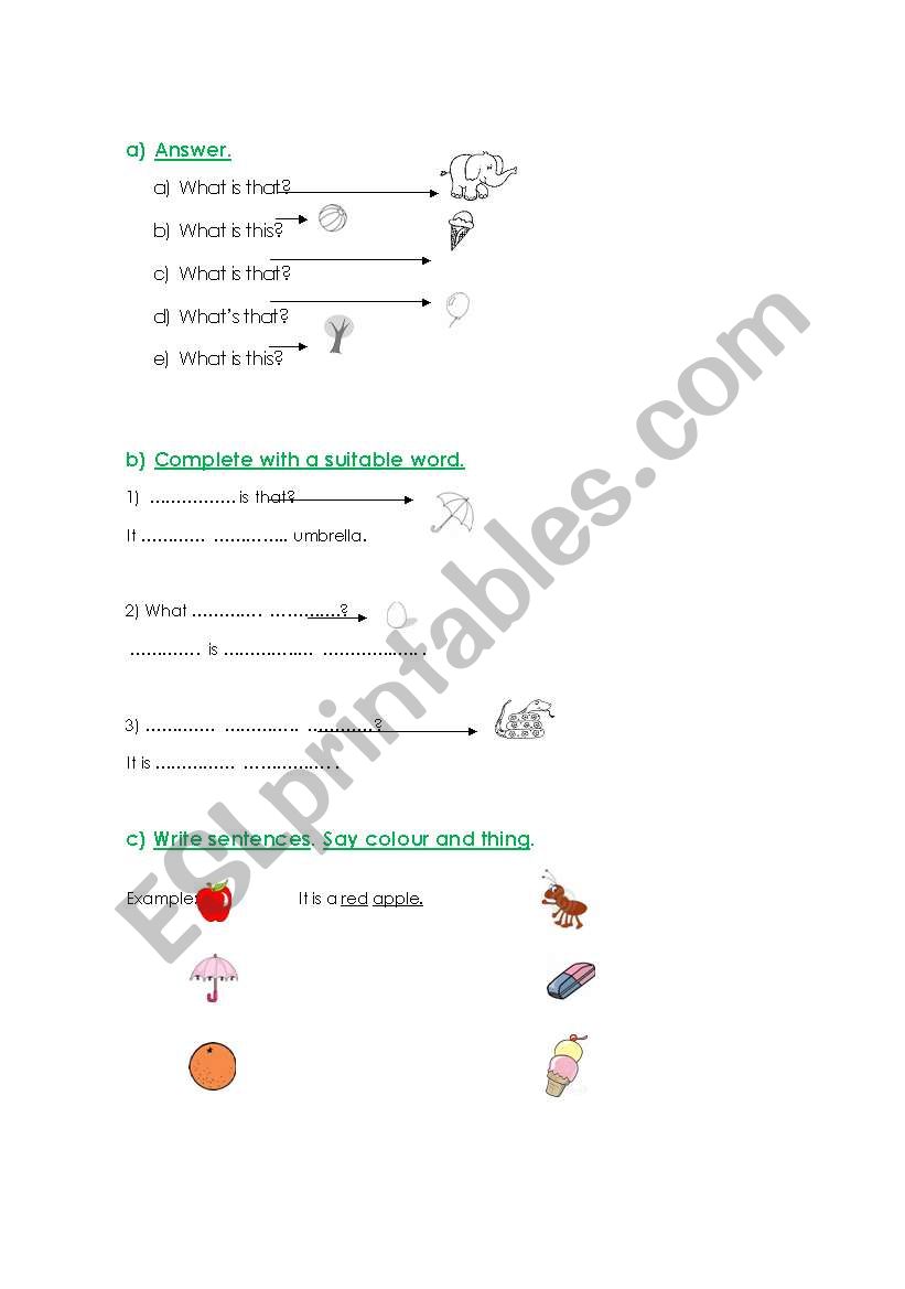 This/ that/ a/ an worksheet