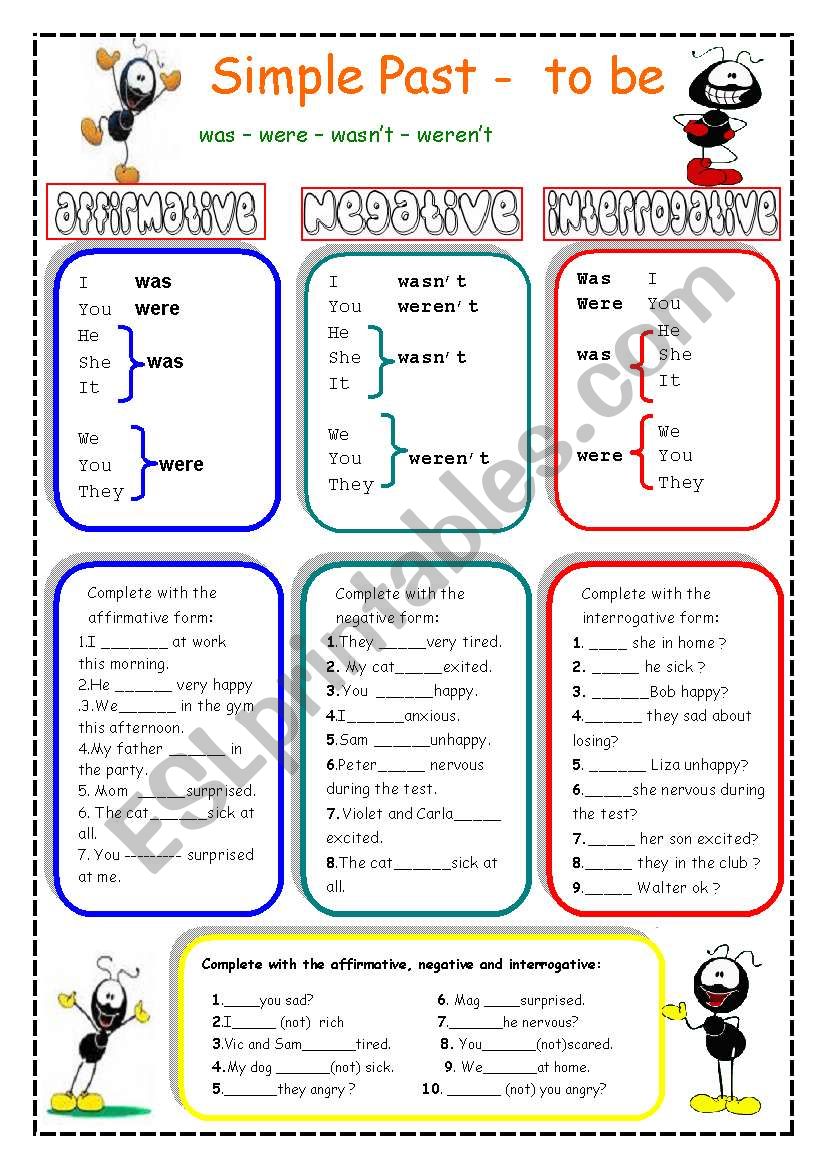 Simple past- to be worksheet