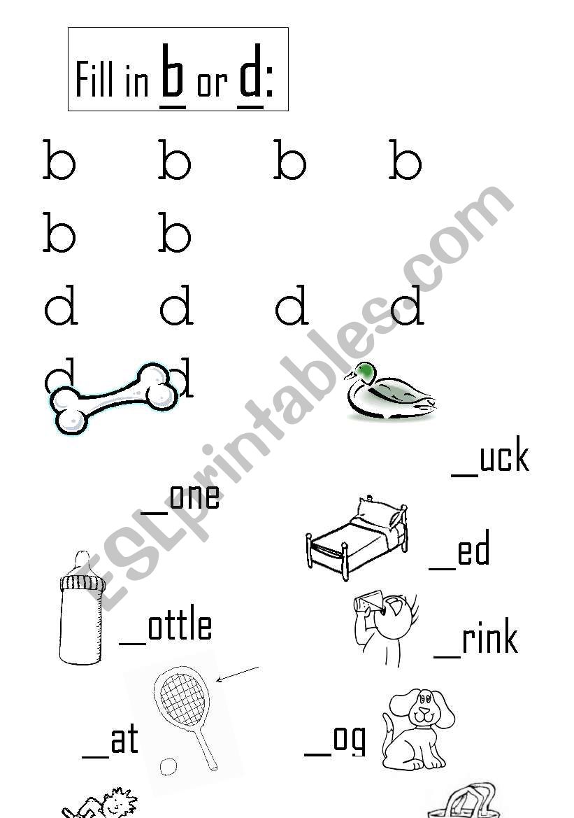 Choose b or d - ESL worksheet by Joeyb22 Regarding B And D Worksheet