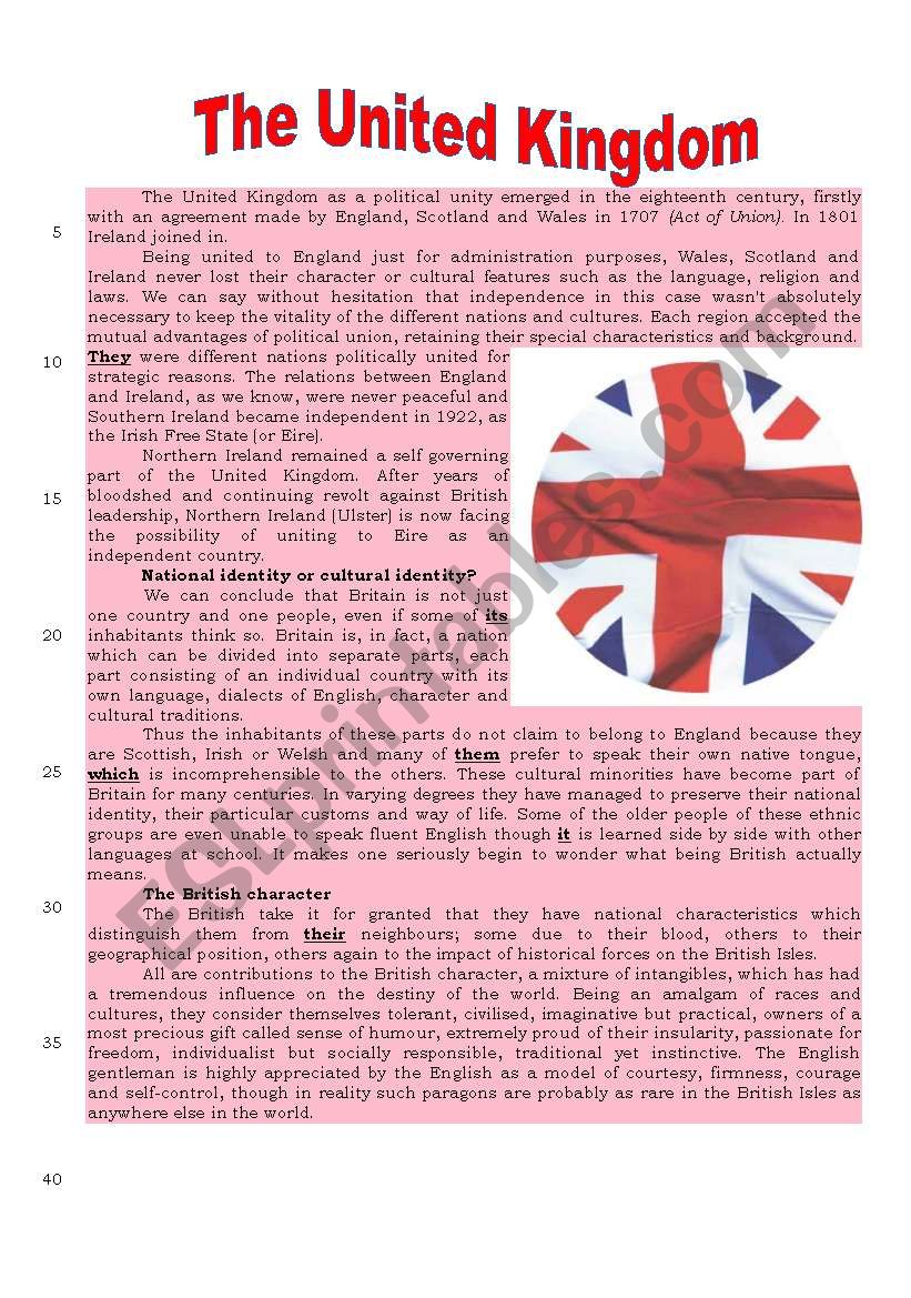 The United Kingdom worksheet