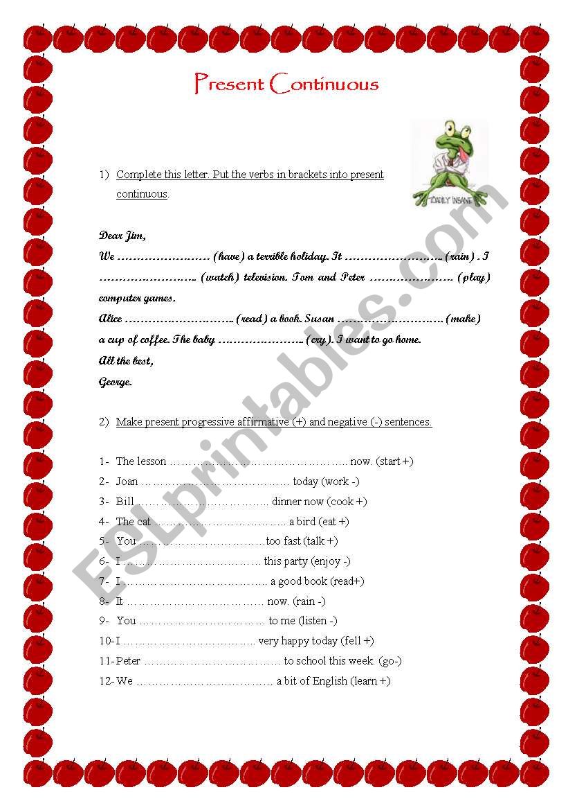 Present Continuous worksheet