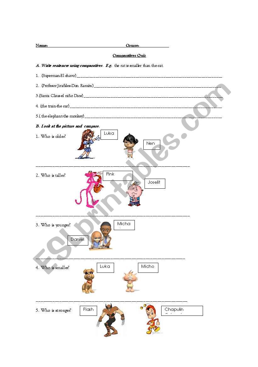 Comparatives worksheet