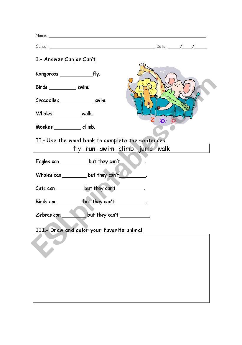 Animal Homes worksheet