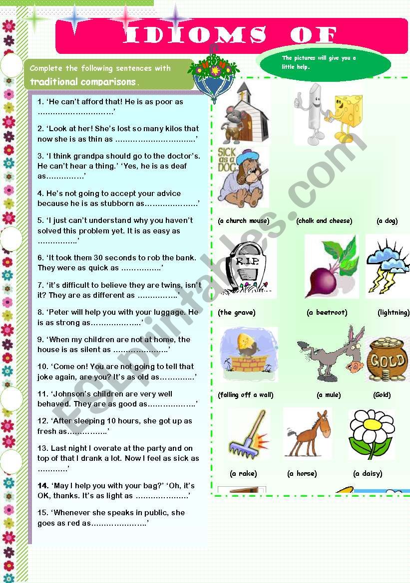 Idioms of comparison. Key included (Editable)
