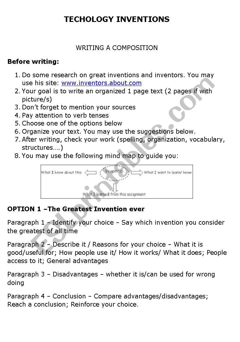 TECHNOLOGY INVENTIONS worksheet