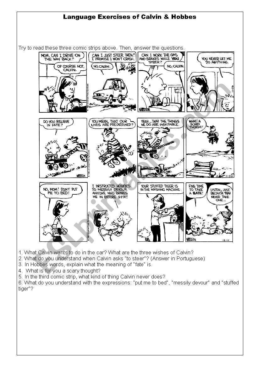 Language Exercises of Calvin & Hobbes