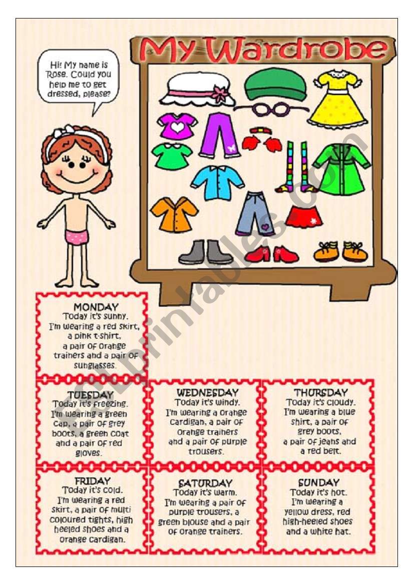 My Wardrobe + b/w worksheet