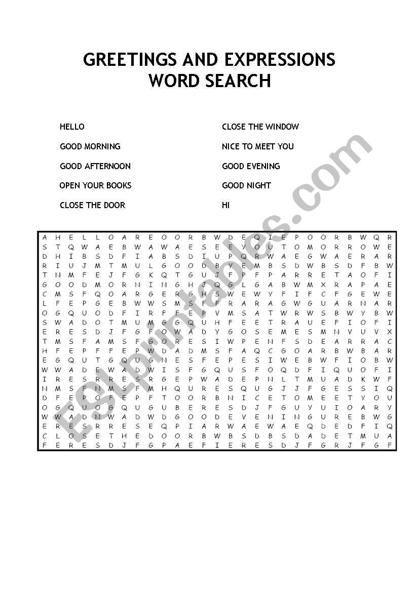 GREETINGS AND EXPRESSIONS WORD SEARCH