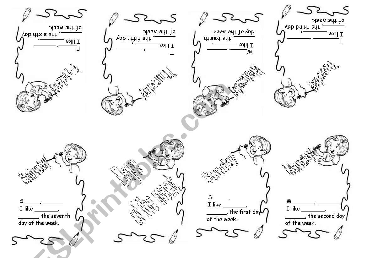 Days of the week  / minibook/ worksheet