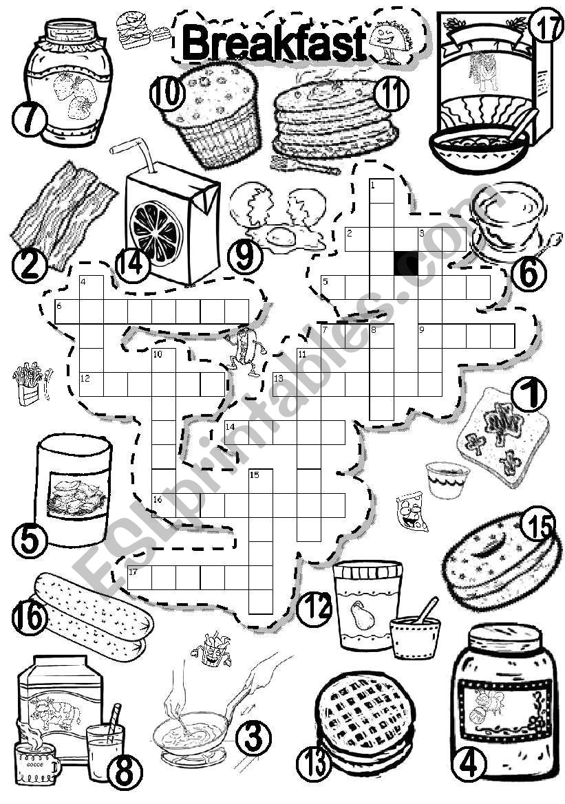 BREAKFAST CRISS CROSS PUZZLE worksheet