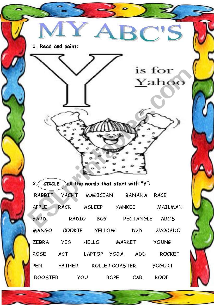 My ABCs ( Y ) worksheet