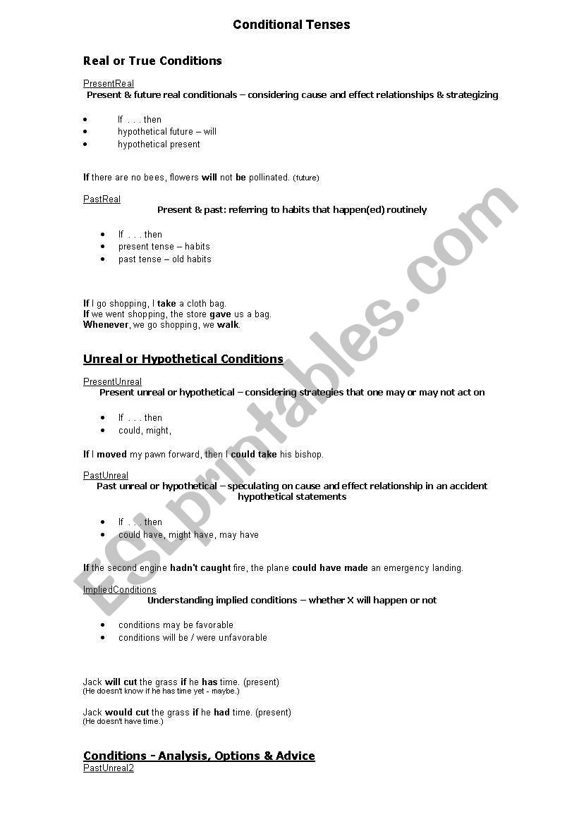 conditional worksheet