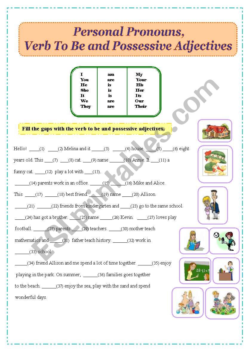 Personal Pronouns, Verb To Be and Possessive Adjectives