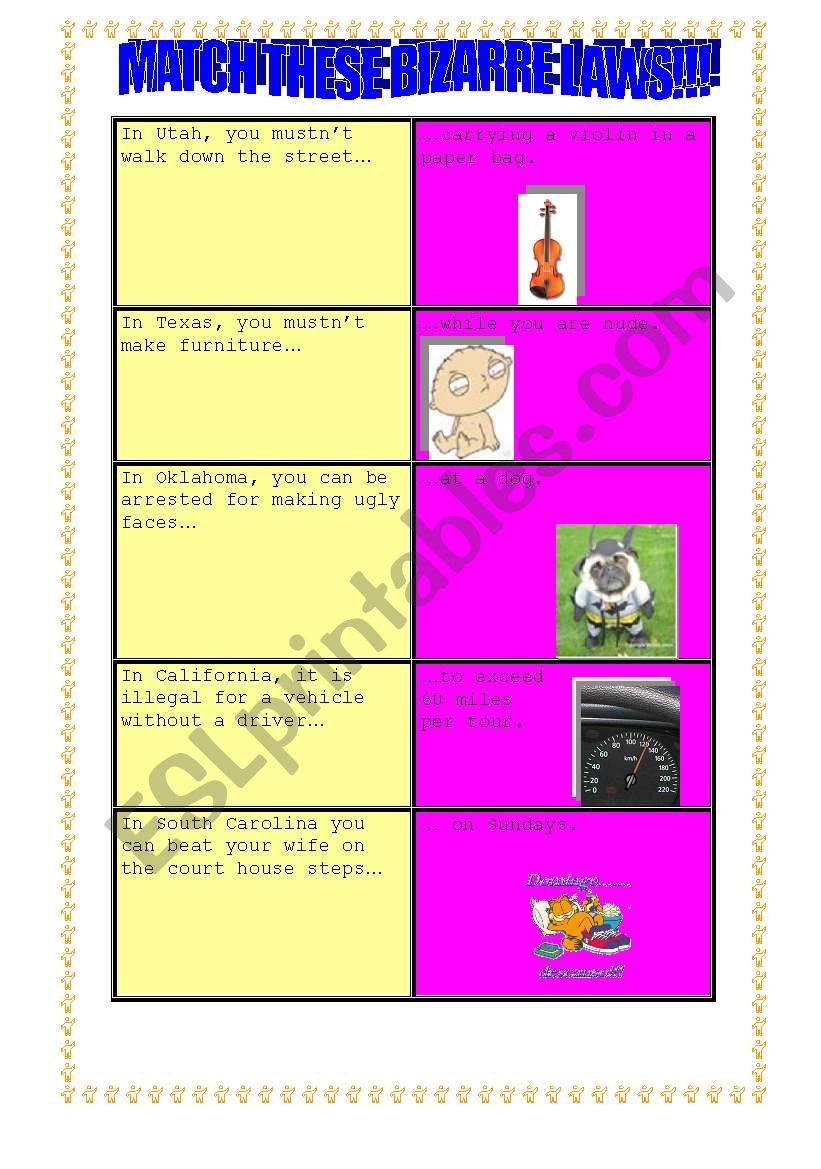 BIZARRE LAWS worksheet