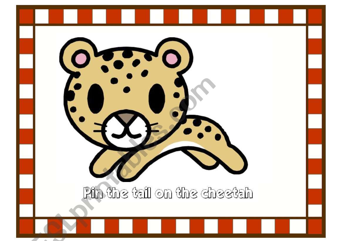 GREAT Directions/ Prepositions GAME!!!! Pin the Tail on the Cheetah: Full Instructions Included