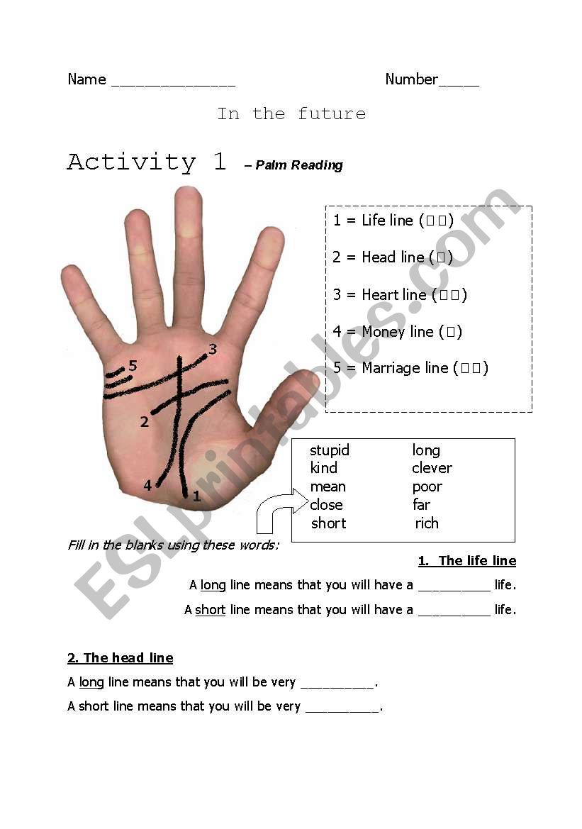 Palm reading class worksheet