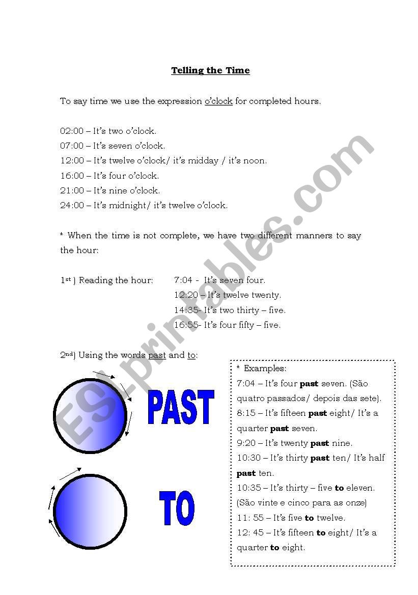 Telling the Time worksheet