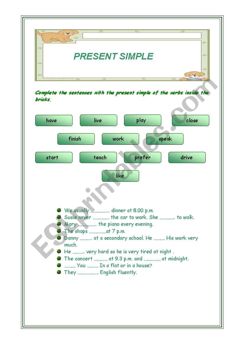Present Simple 01 worksheet