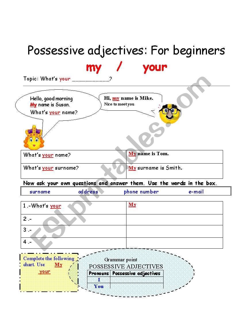 Possessive adjectives for beginners