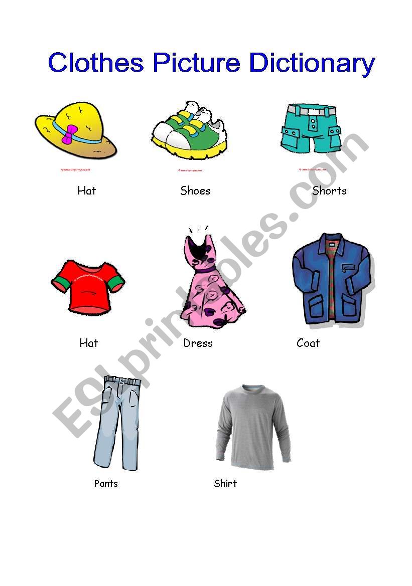 Clothing Picture Dictionary 1 worksheet