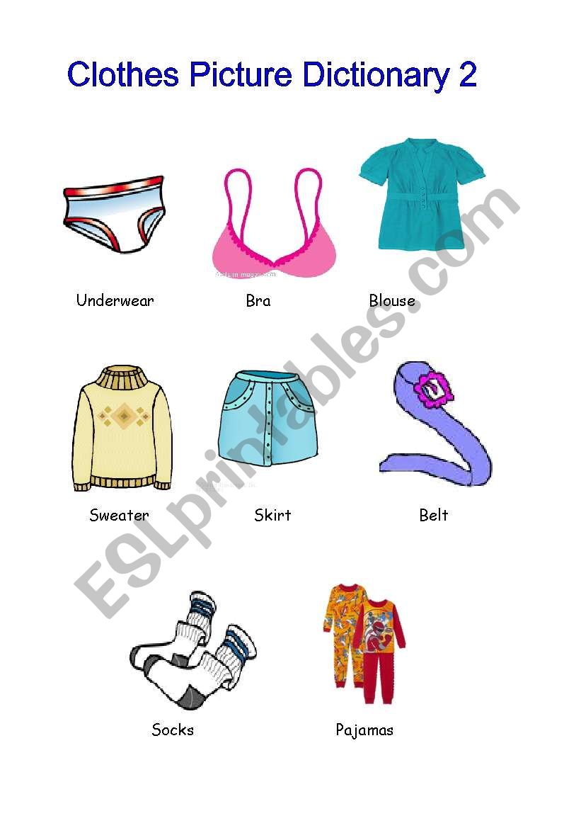 Clothing Picture Dictionary 2 worksheet