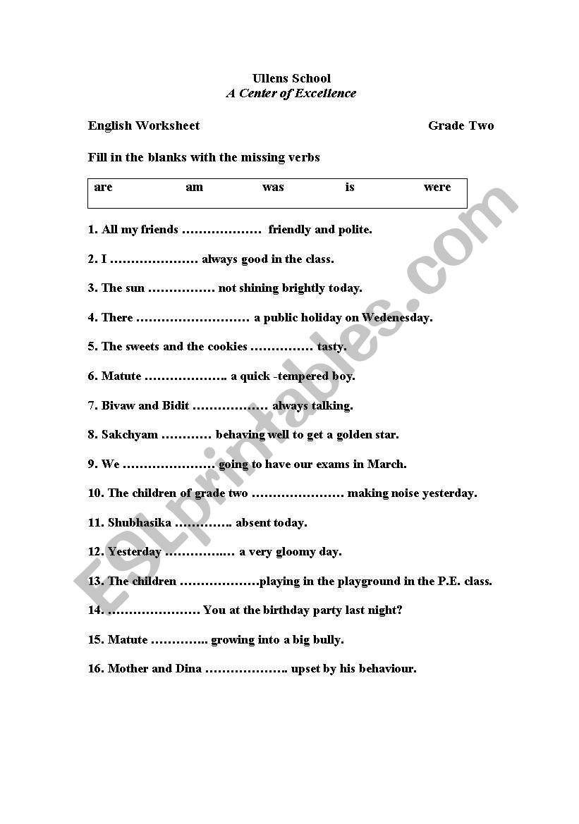 verbs worksheet