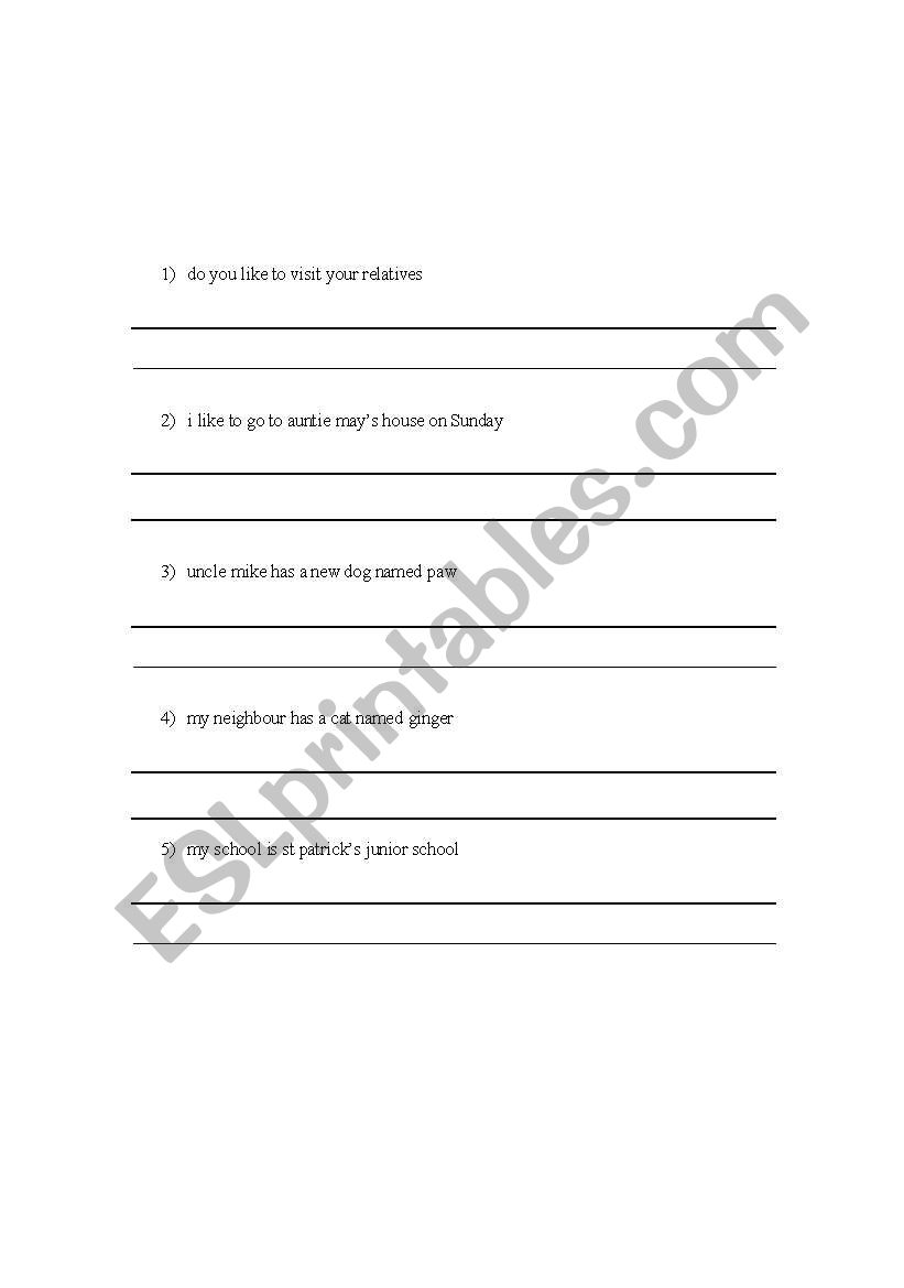Punctuation Exercise worksheet