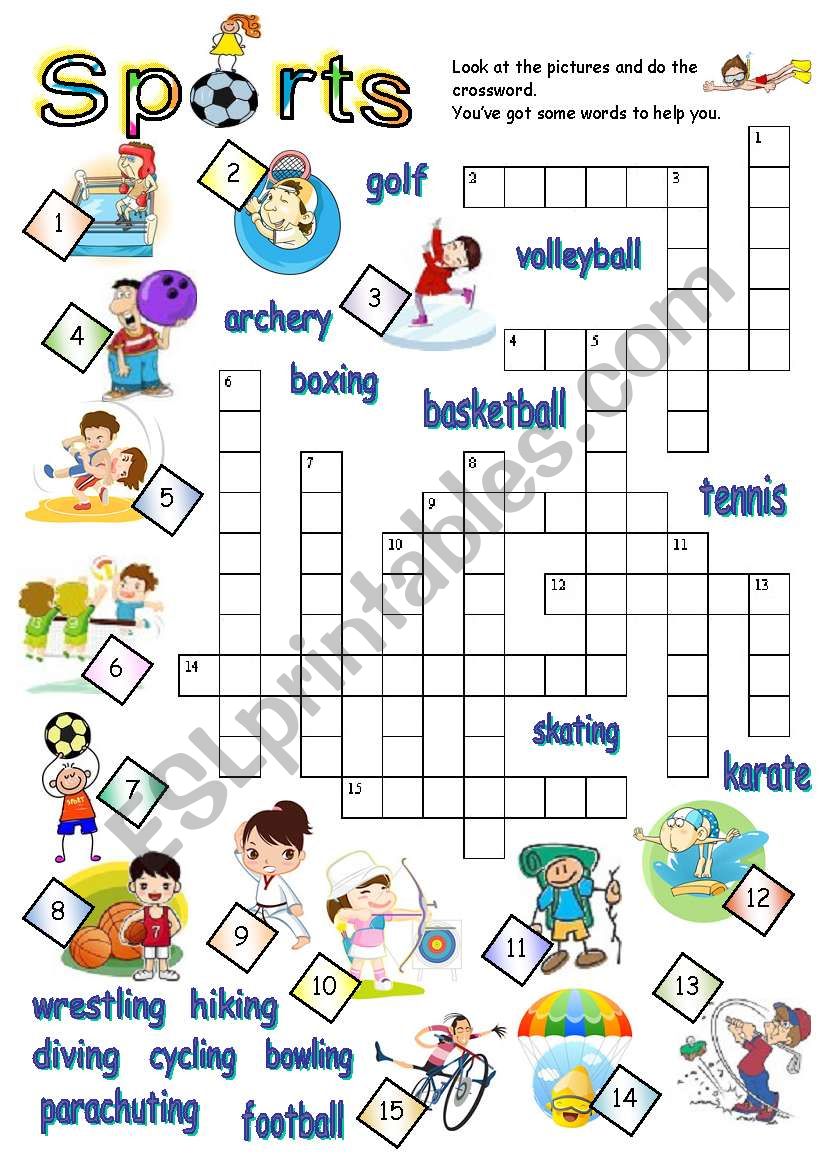 SPORTS CROSSWORD ESL worksheet by jecika