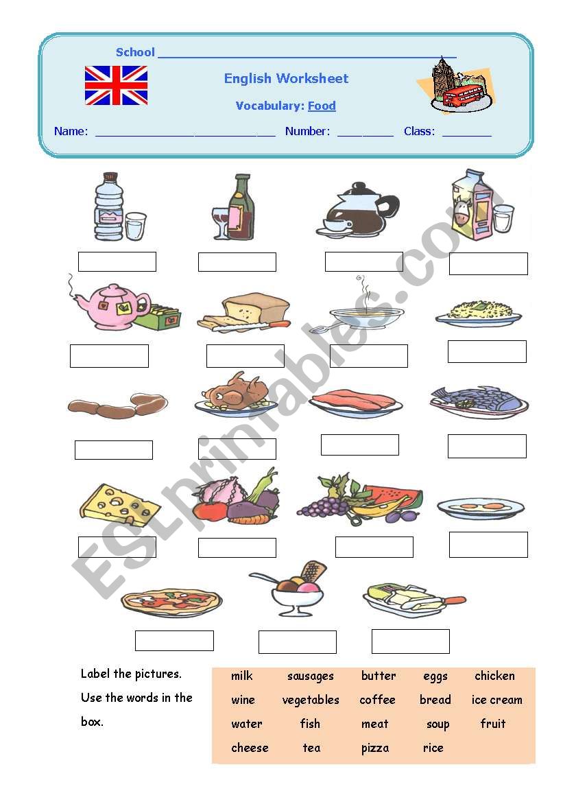 Food worksheet