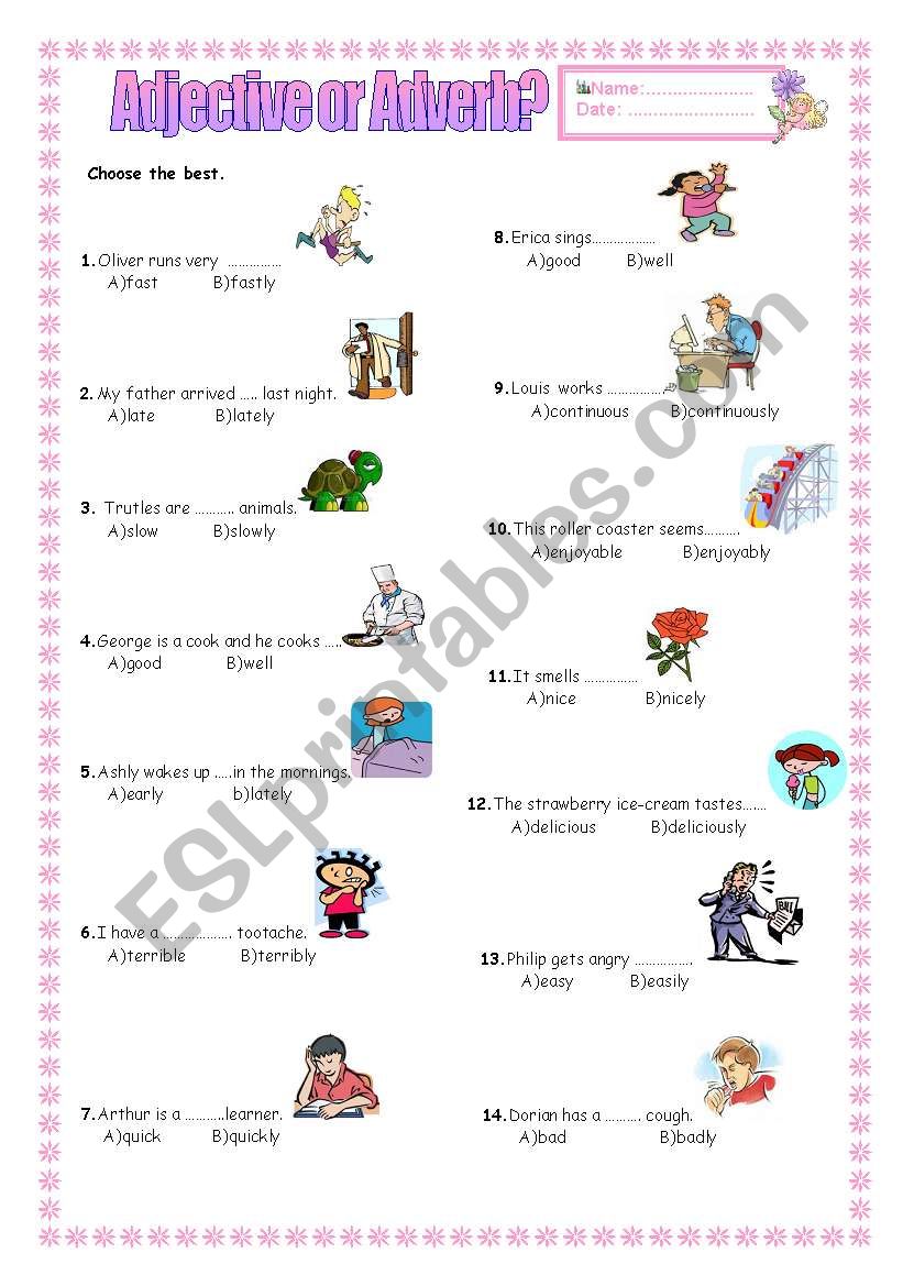 Adjective or adverb? worksheet