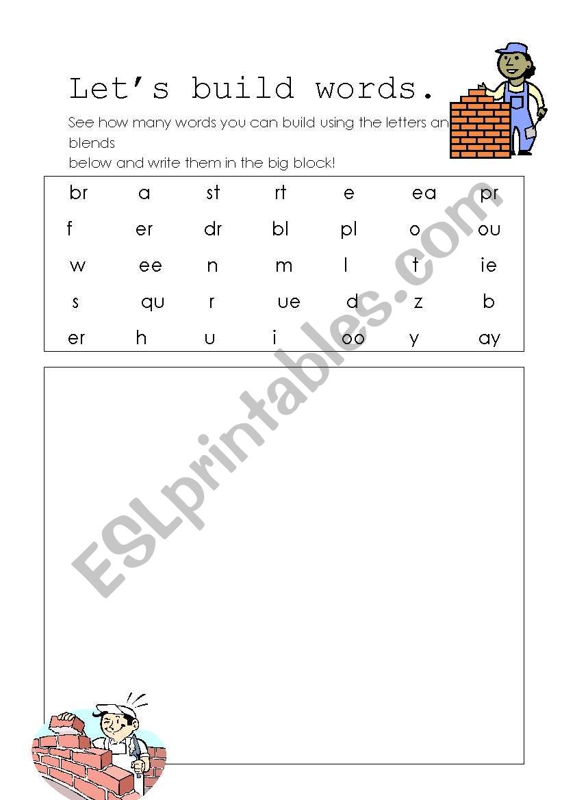 Word building activity worksheet