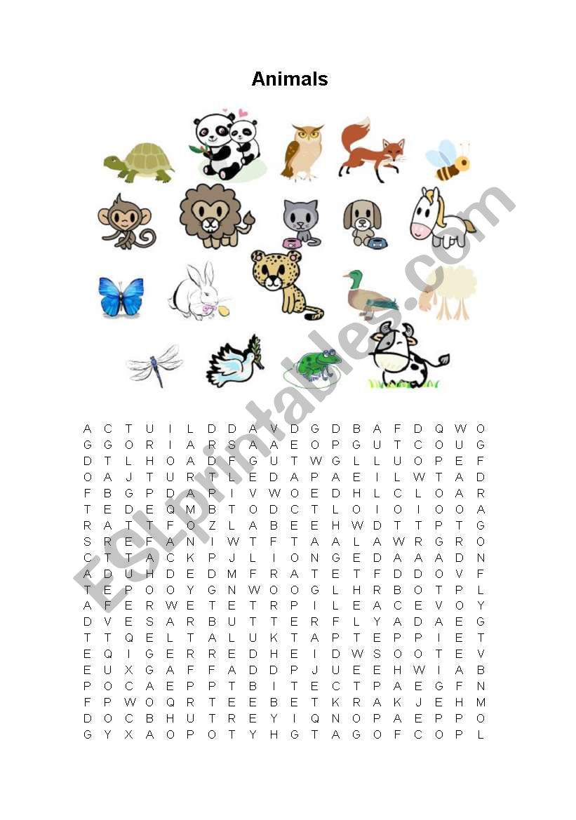 Find the animals worksheet