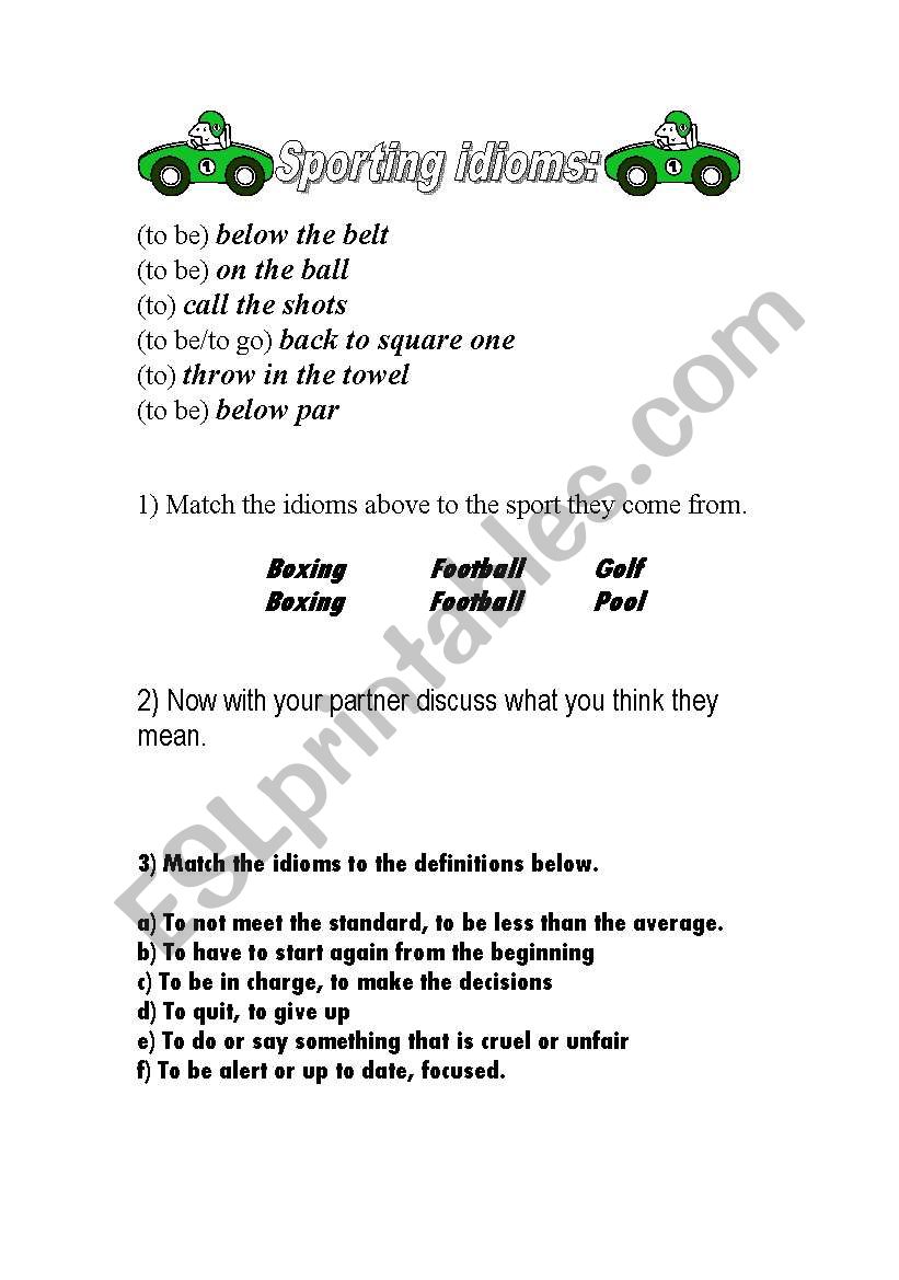 Sports Idioms worksheet