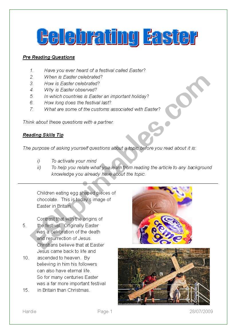 Celebrating Easter worksheet