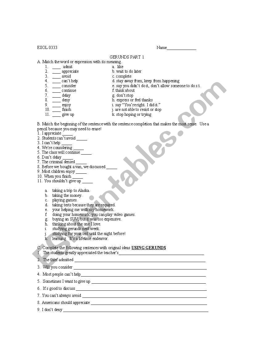 Gerunds and Infinitives Part 1