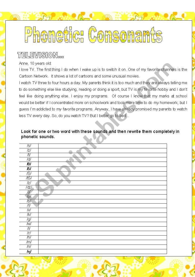 phonetic: Consonants worksheet