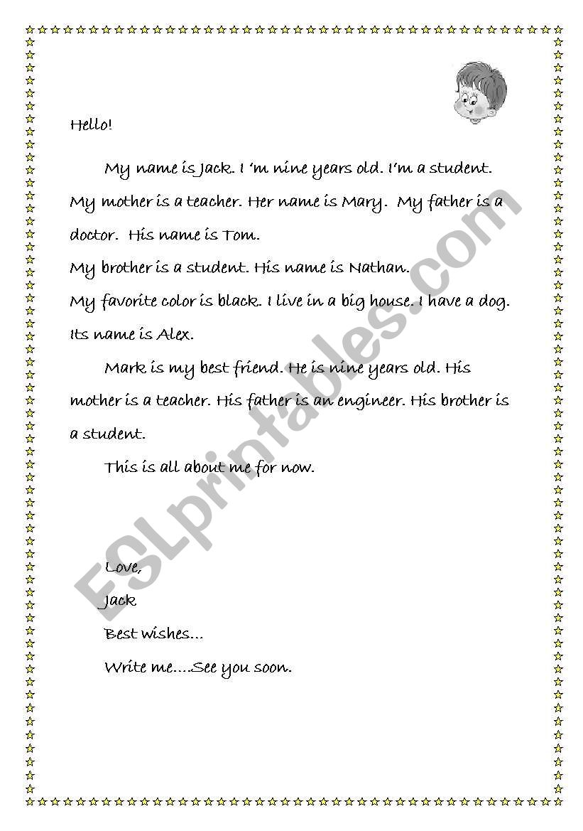 A letter worksheet