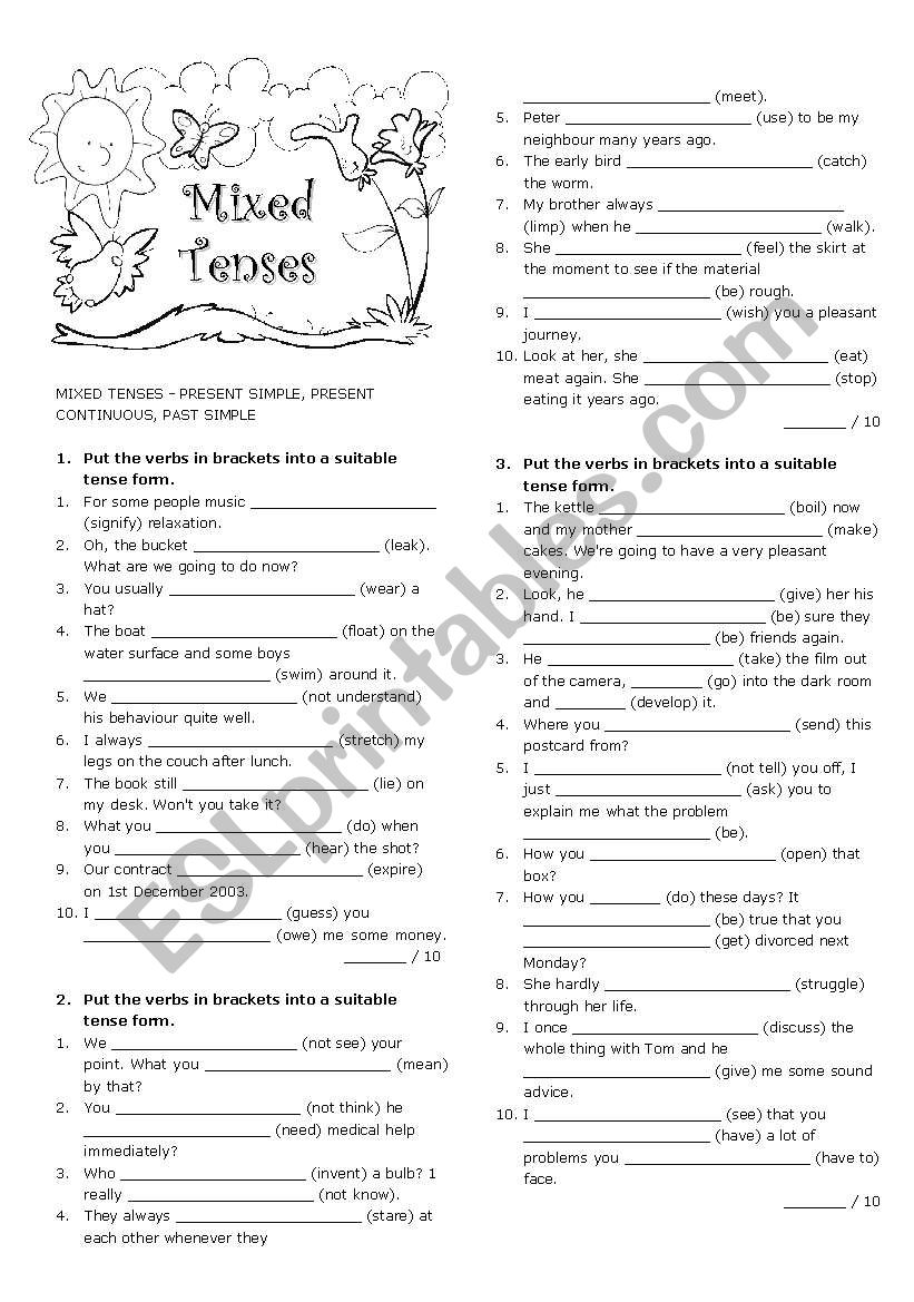 Mixed Tenses worksheet