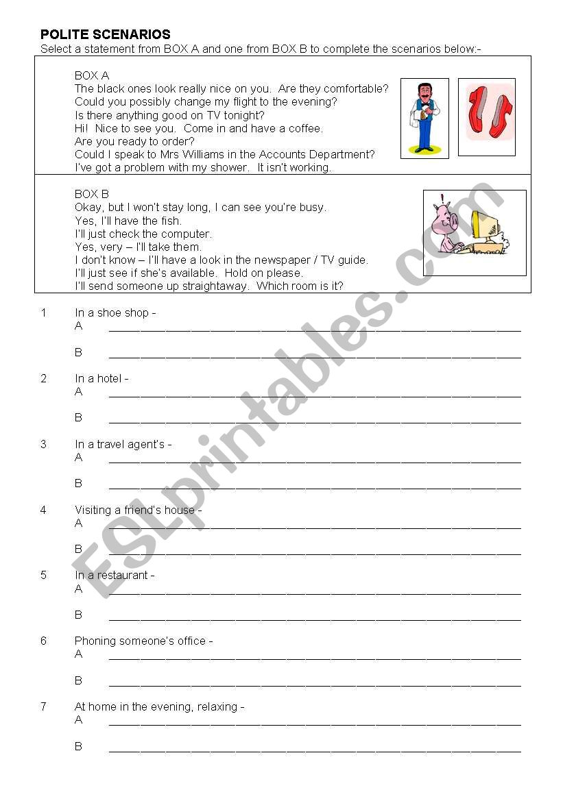 POLITE SCENARIOS worksheet