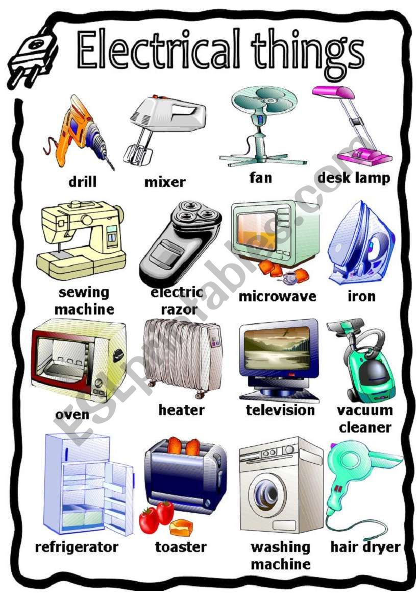 Electrical things worksheet