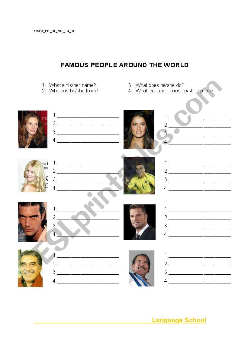 FAMOUS PEOPLE AROUND THE WORLD
