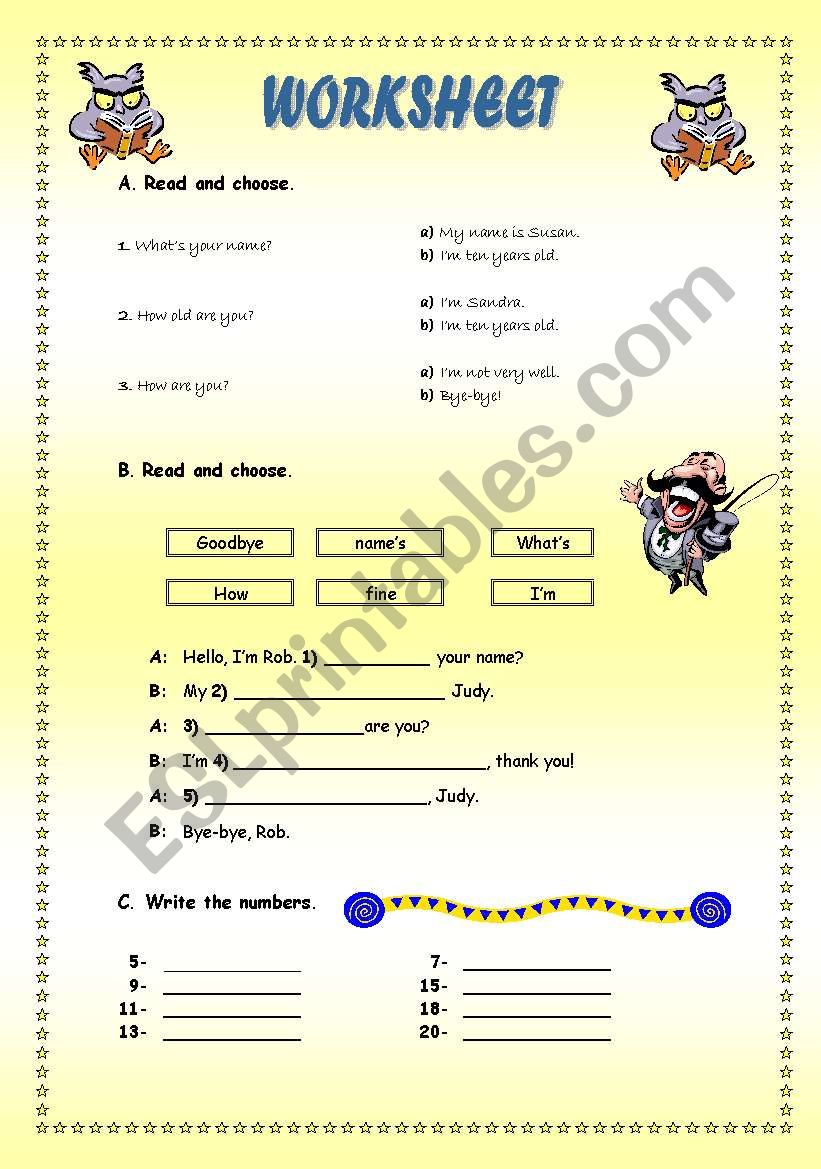 Identifying, numbers and colours