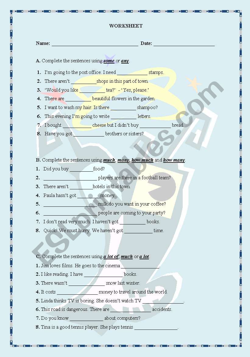 Quantifiers worksheet