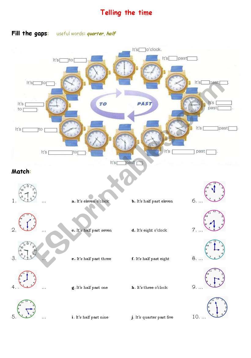 Telling the time worksheet