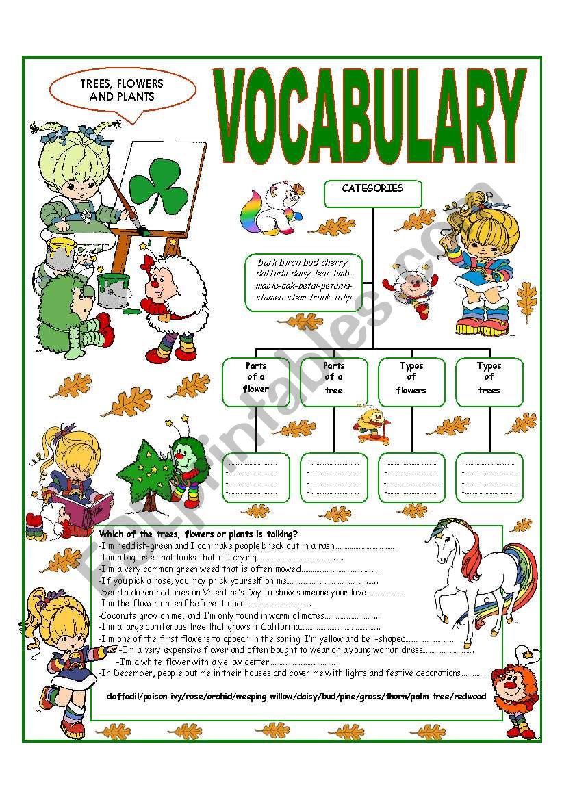 RECYCLING VOCABULARY- TOPIC: TREES - FLOWERS AND PLANTS