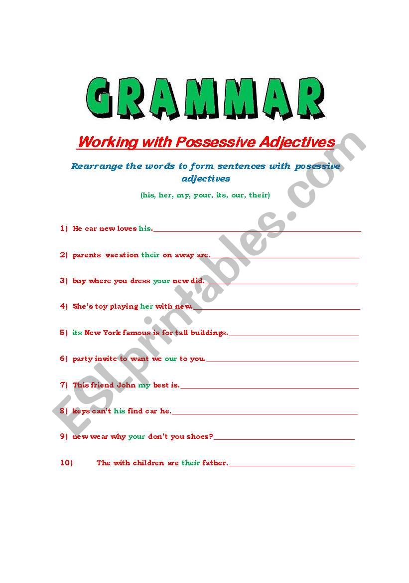 Working with Possessive Adjectives