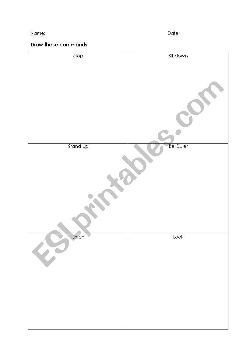 Draw the commands worksheet